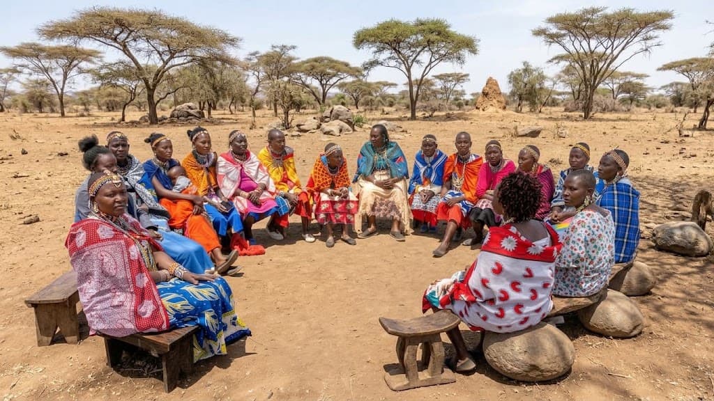 Community members gathered in Kajiado, Kenya